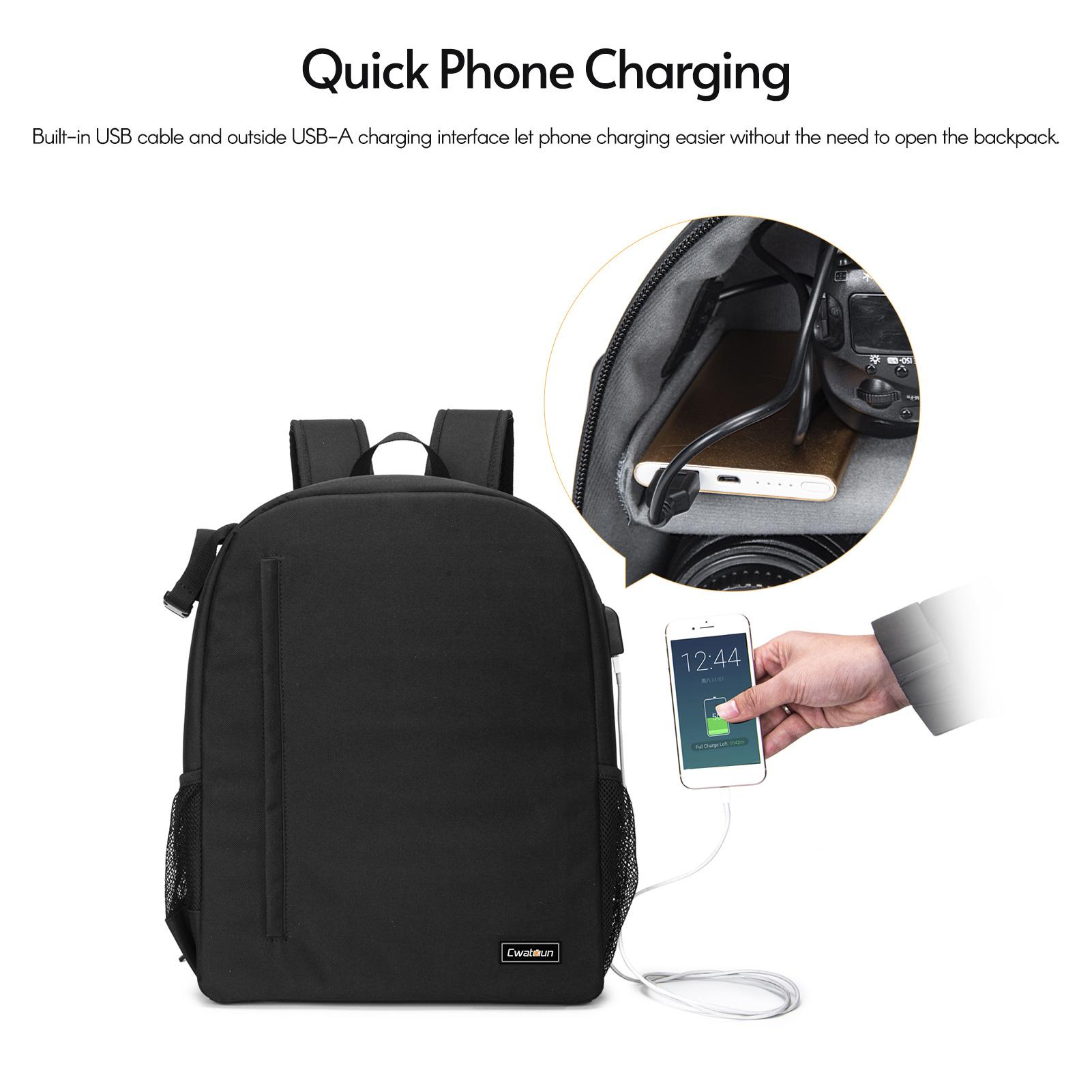 Túi đựng ống kính 600D CWATCUN bảo vệ chống thấm nước Tích hợp cổng sạc USB