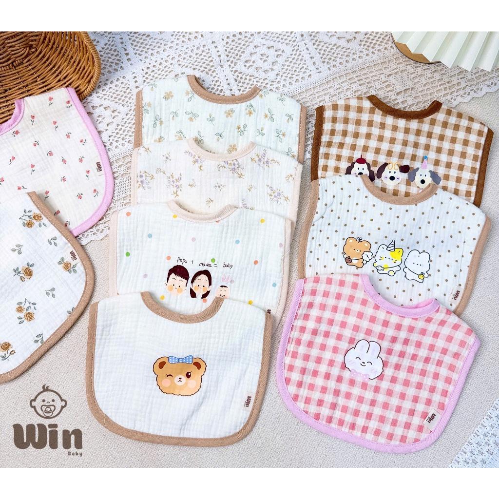 Yếm Vải Xô Muslin Cho Bé 4 Lớp Cao Cấp, khăn yếm quàng đeo cổ cho trẻ sơ sinh, bé trai, bé gái