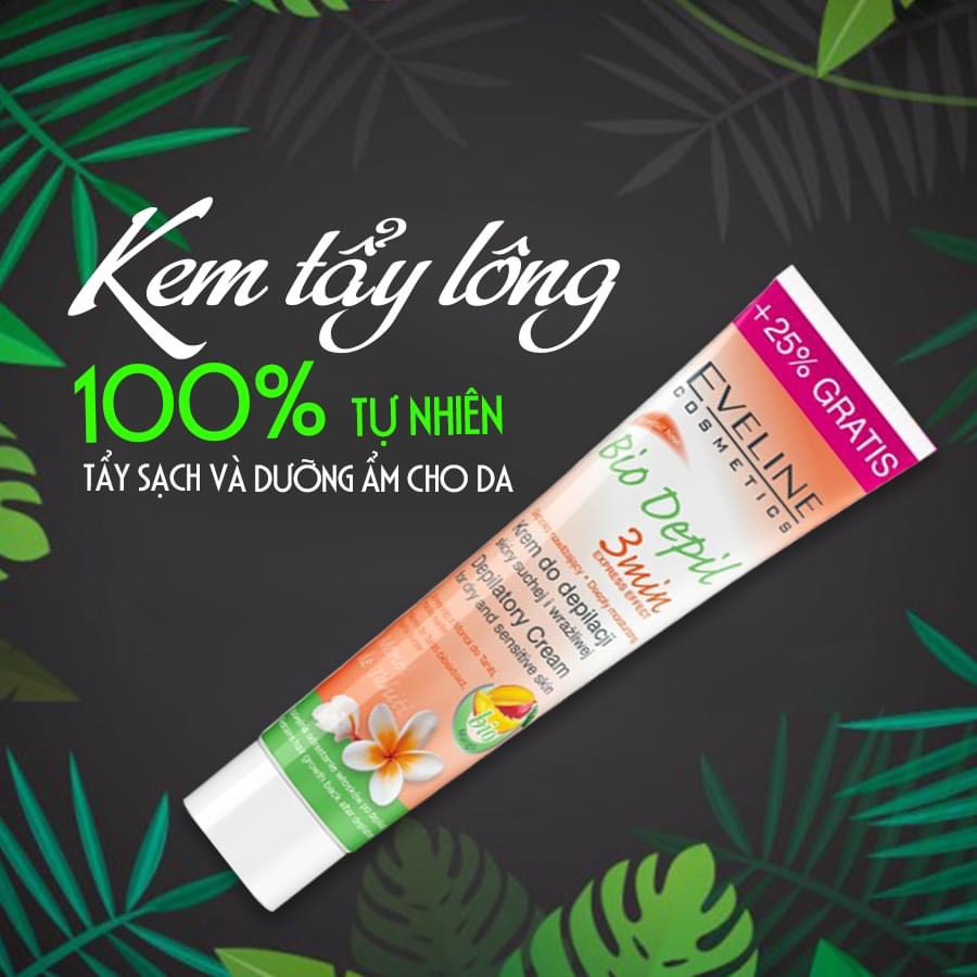 Kem tẩy lông Eveline Bio Depil 3 vùng hương xoài 125ml