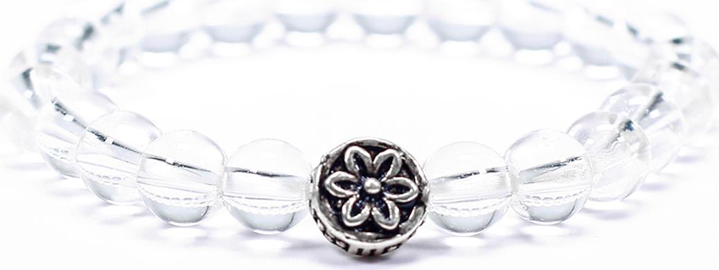 Vòng tay cho bé đá thạch anh trắng charm bạc mệnh thủy, kim - Ngọc Quý Gemstones