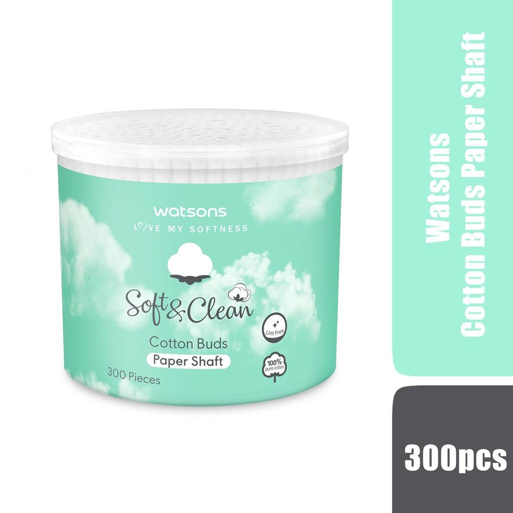 Bông Tăm Watsons Love My Softness Soft & Clean Cotton Buds Paper Shaft Dạng Hộp 300 Cây