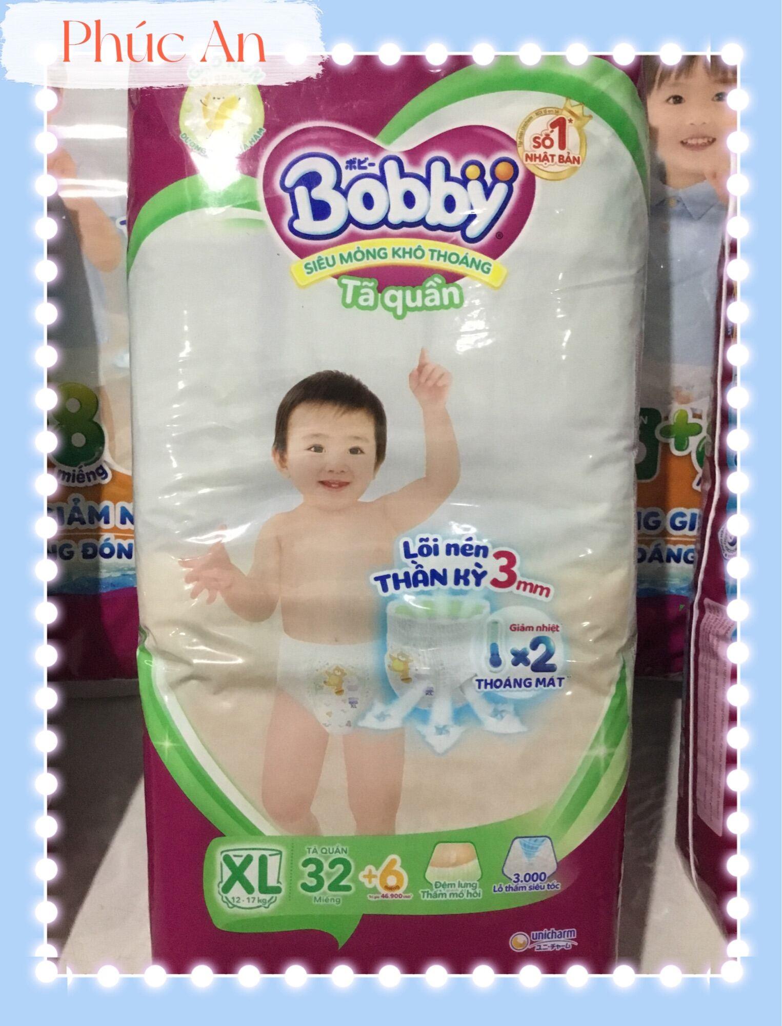 Tặng thêm 6 miếng | Tã Bỉm Quần Cho Bé Bobby Size XL 32 Miếng 12 Đến 17 Kg - Tã Trẻ Em Bobby Dạng Quần Size L32