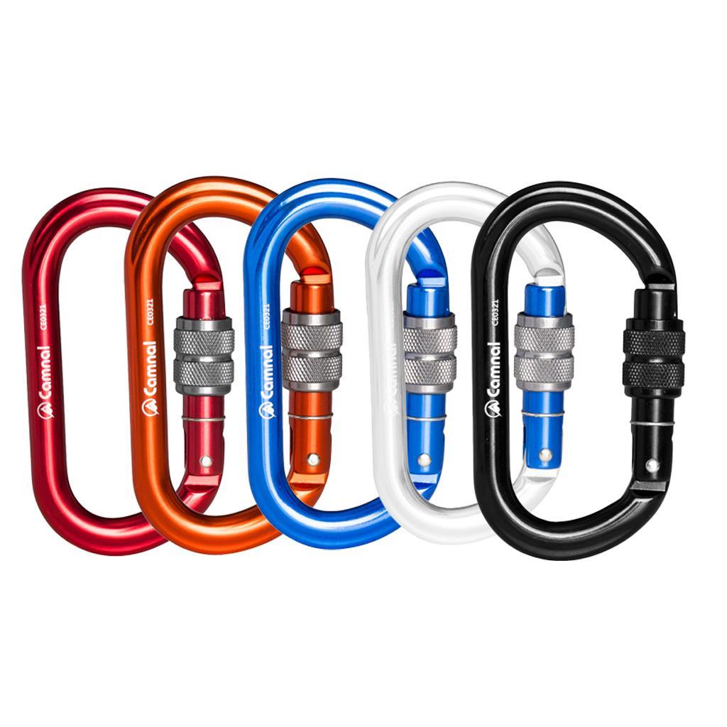 5 Pieces 25KN Aluminum Climbing Rescue Carabiner Screwgate D Type