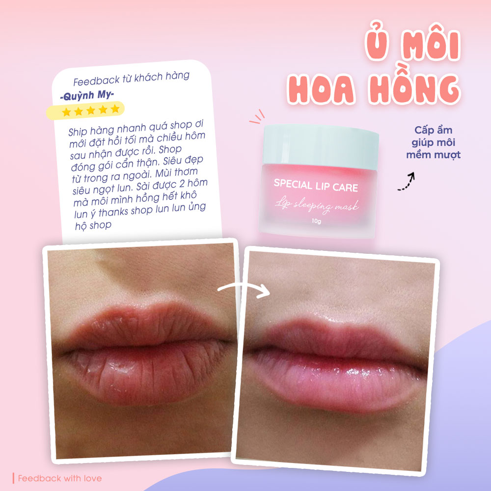 Mặt nạ ngủ môi cho bà bầu dưỡng hồng môi Special Lip Care GUO 10g - [Dưỡng môi căng mọng, Không dầu khoáng]