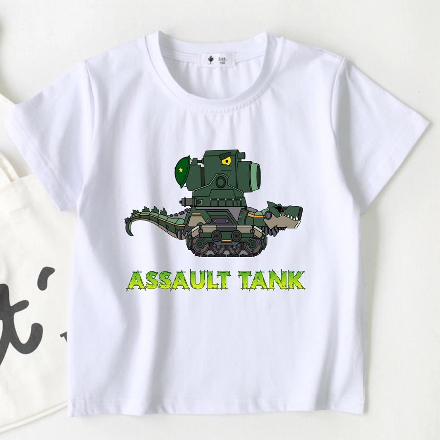 Áo thun in hình xe tăng quái vật thép hoạt hình cho bé trai cực chất