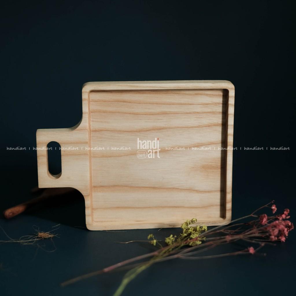 Khay gỗ vuông tay cầm - Khay gỗ trang trí - Square wooden tray