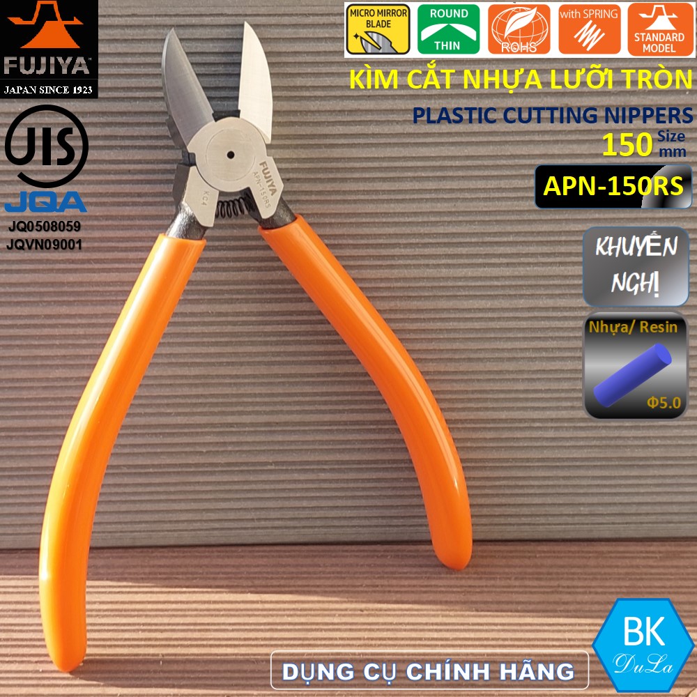 Kìm cắt nhựa lưỡi tròn 6 inch/ 150mm Fujiya APN-150RS GENUINE  Công nghệ Nhật Bản- Kìm cắt bavia