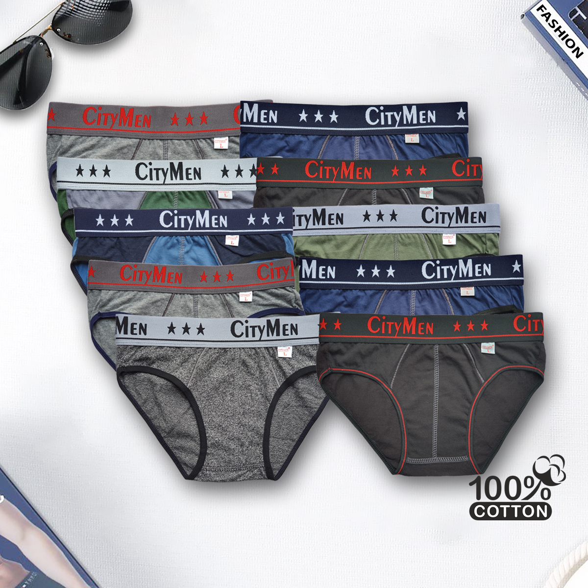 Combo 10 Quần Lót Nam vải cotton 2 chiều co giãn lưng CITYMEN, màu ngẫu nhiên, đồ lót - LMTK-CTM2C