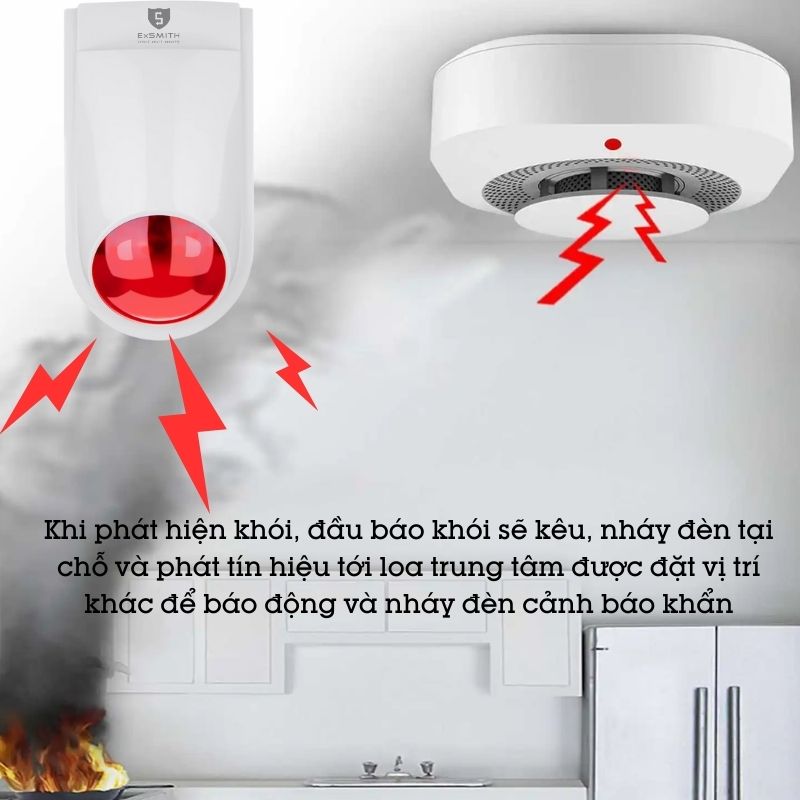 Bộ Chuông Báo Cháy Không Dây Exsmith ESKIT02