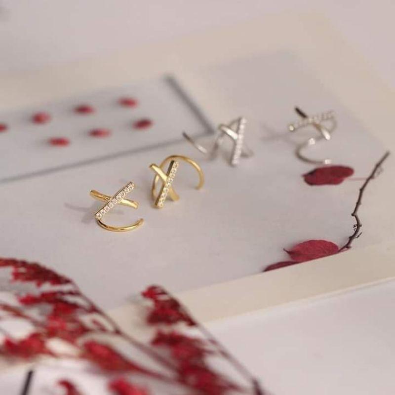 BÔNG TAI XOẮN BẠC XI VÀNG