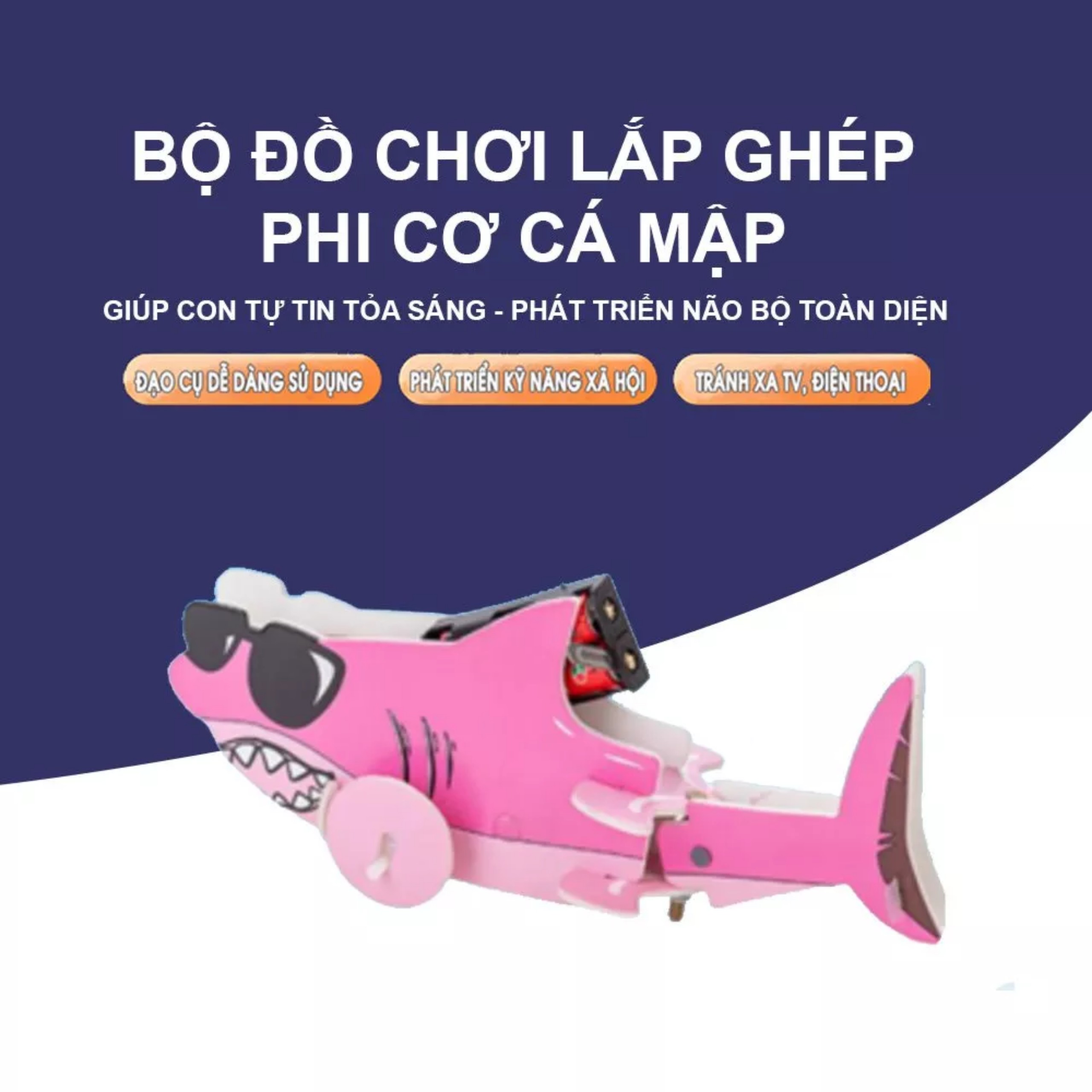 Bộ Đồ Chơi Lắp Ghép Trẻ Em Milo Steam - Bộ Đồ Chơi Mô Hình Cá Mập Cho Bé Tự Tin Sáng Tạo