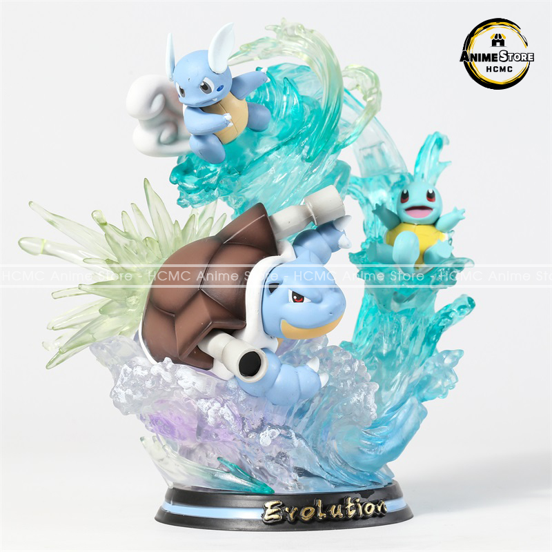 Mô hình Pokemon tiến hóa Squirtle - Wartortle - Blastoise siêu ngầu - Có đèn LED