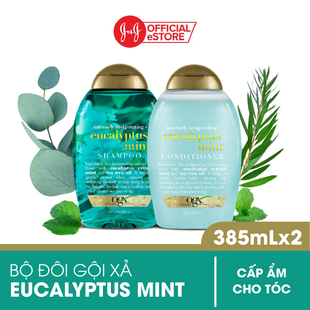 Combo 2 Chai Dầu Gội Và Xả OGX Chiết Xuất Hoa Anh Đào/ Bạch Đàn Bạc Hà - Dung tích 385ml/chai - Eucalyptus Mint