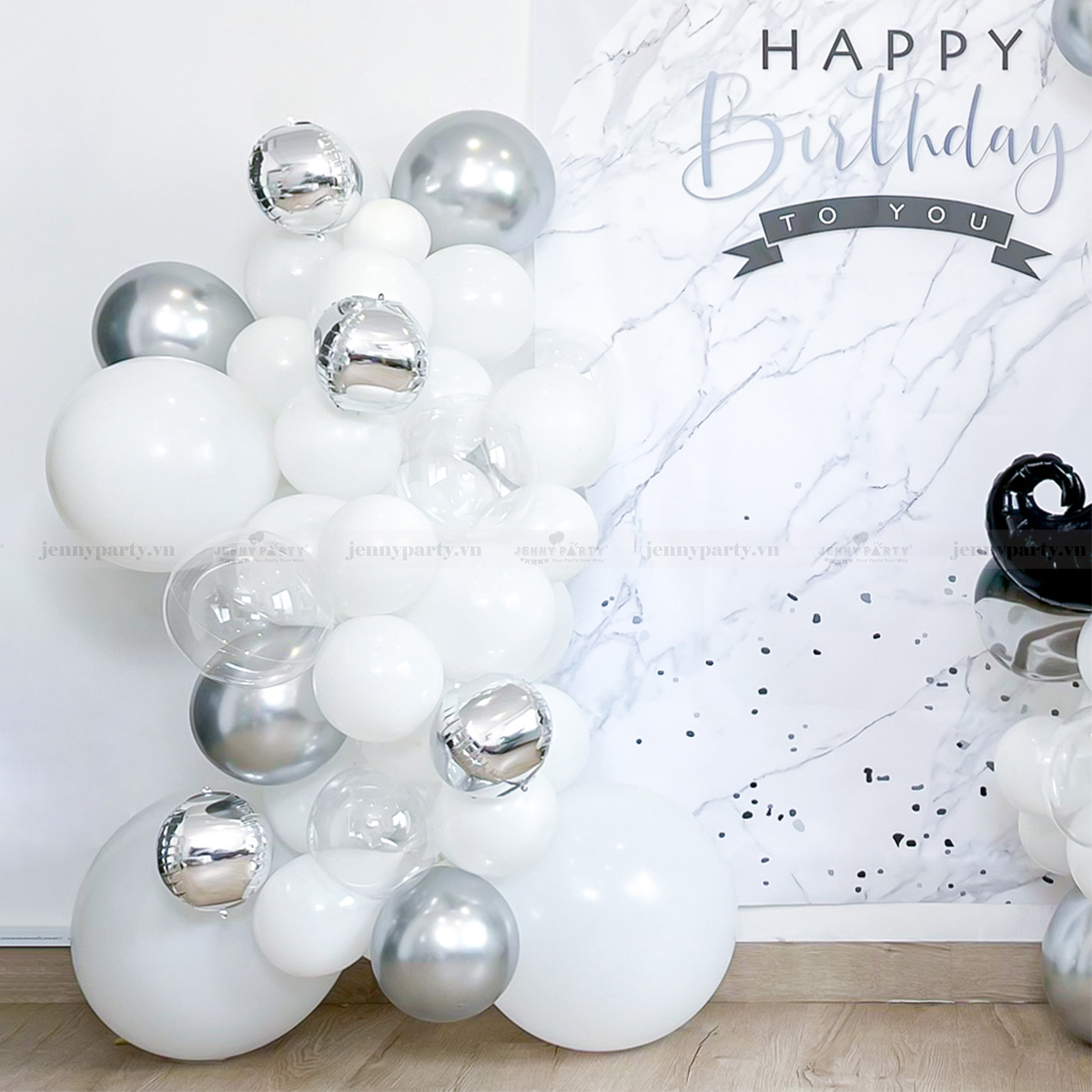 Set Trang Trí Sinh Nhật Cho Người Lớn - Backdrop Trắng