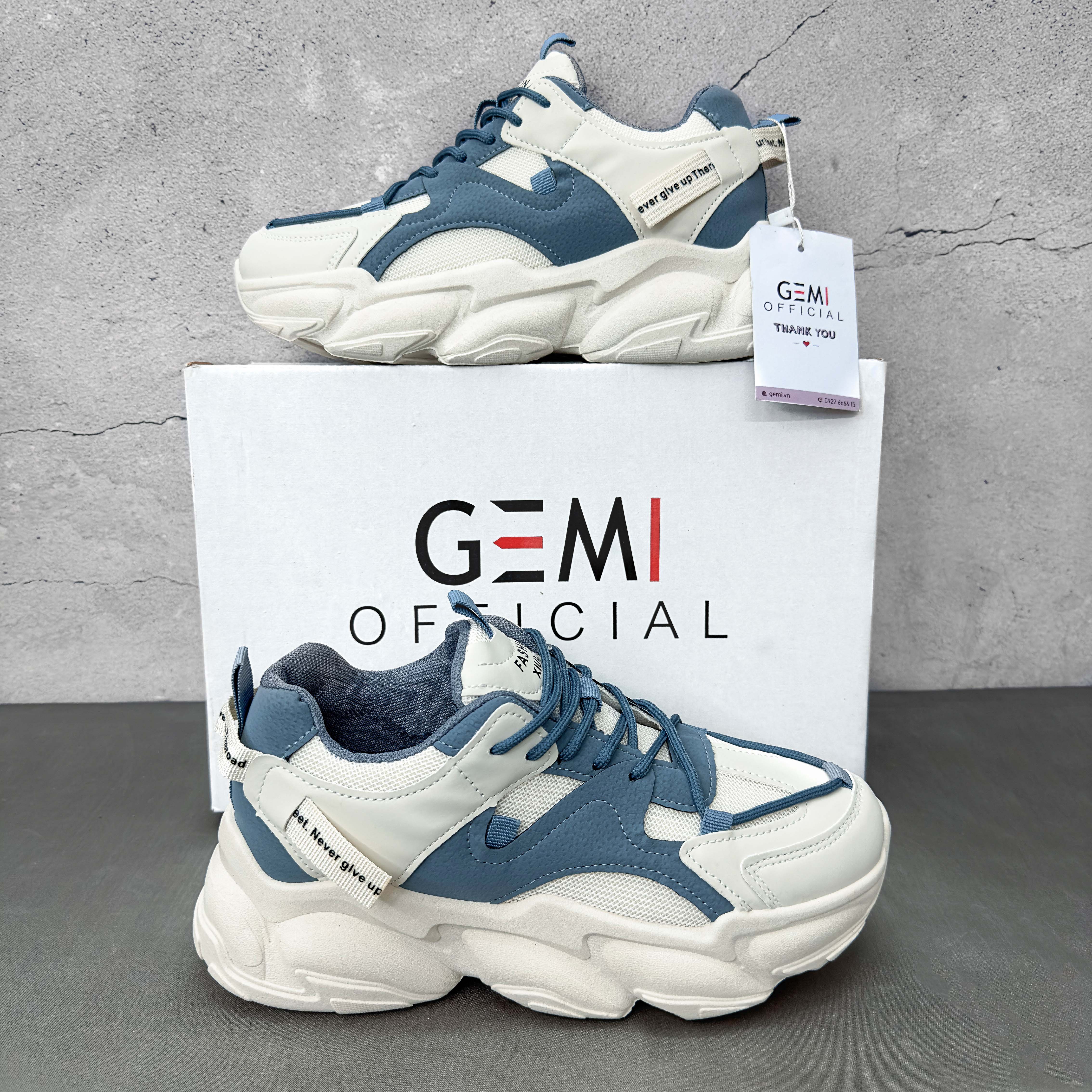Giày thể thao nữ GEMI - giày ullzzang màu xanh, thiết kế đế sóng độn tăng chiều cao 5,5cm - M7172
