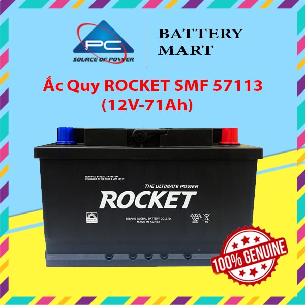 Bình Ắc Quy 12V-71Ah, Ắc Quy ROCKET SMF 57113