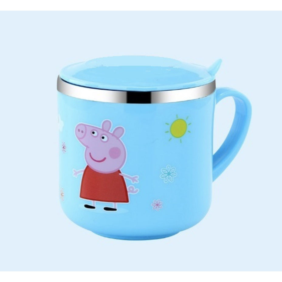 Cốc uống nước inox 2 lớp kèm nắp Peppa Pig 300ml