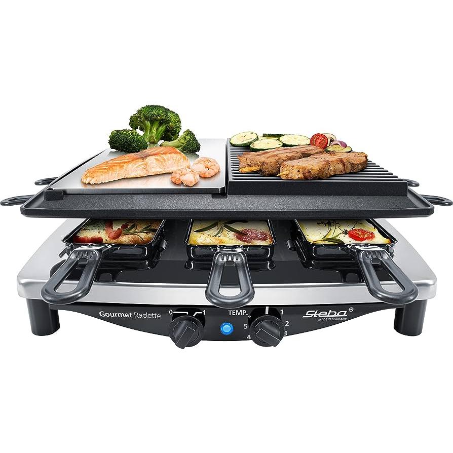 Máy Nướng Thịt BBQ STEBA RC 4 Plus Deluxe Chrom, Bếp Nướng Không Khói Tại Nhà, Made In Germany, BH 12 Tháng