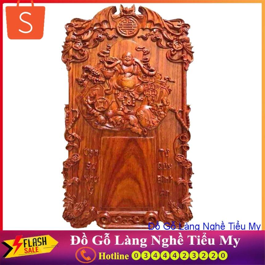 Đốc Lịch Đức Di Lặc Ghánh Kim Ngân, Gỗ Hương Liền Khối Đục Nổi, kích thước 70 x 40 x 4cm