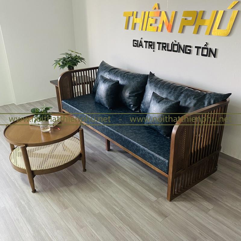 Bộ sofa gỗ Indochine kết hợp bàn trà Rustic