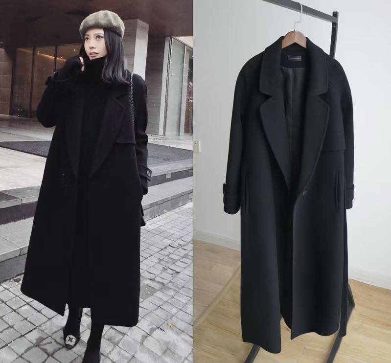 Áo mangto dạ cashmere cao cấp phong cách Hàn Quốc