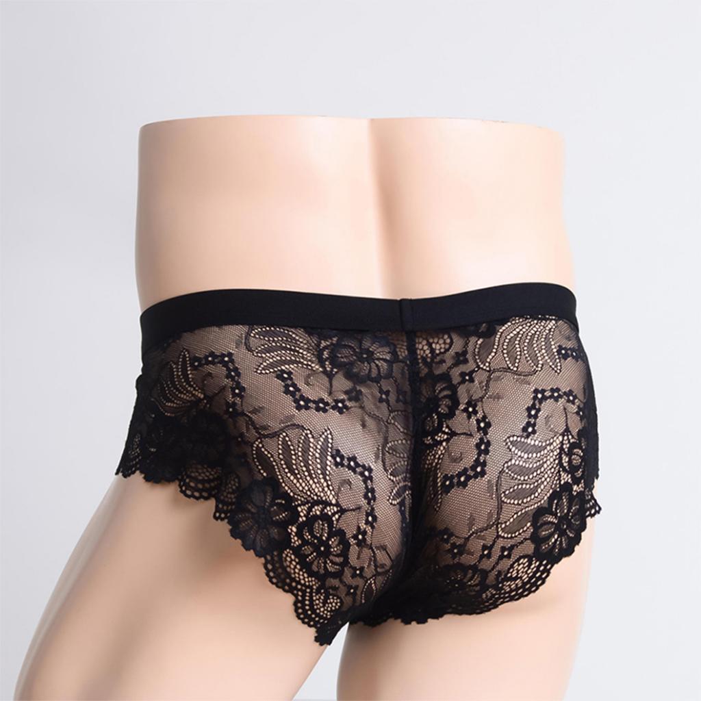 Prettyia 2 Pieces Sexy Men sheer Lace See Through Panties Briefs Underwear
