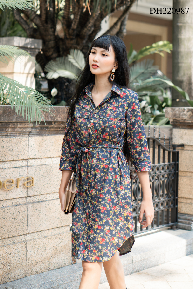 Đầm sơ mi hoa