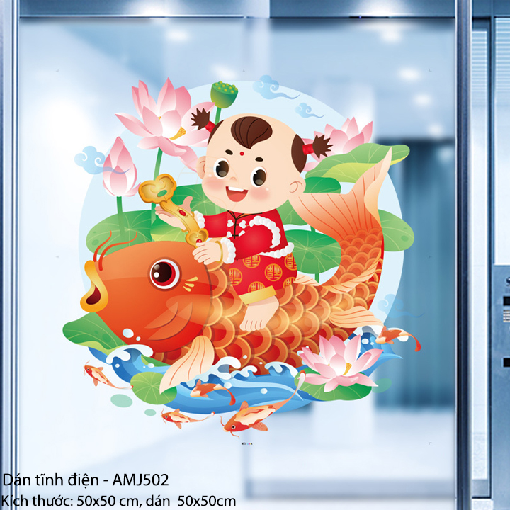 Decal Trang Trí Tết Dán Tĩnh Điện Năm 2024 Sáng Rõ Nét Đa Dạng Nhiều Mẫu Cho Shop, VăN Phòng Và Hàng Quán