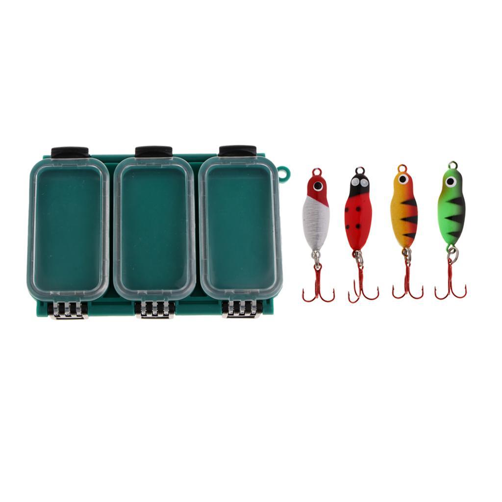 1 Set Ice Fishing Lures Metal Hooks Baits With 6 Compartments Tackle Box