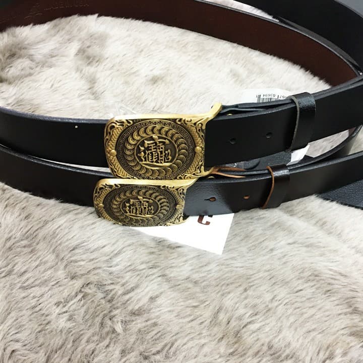 Thắt lưng da bò khóa đồng đúc nguyên khối