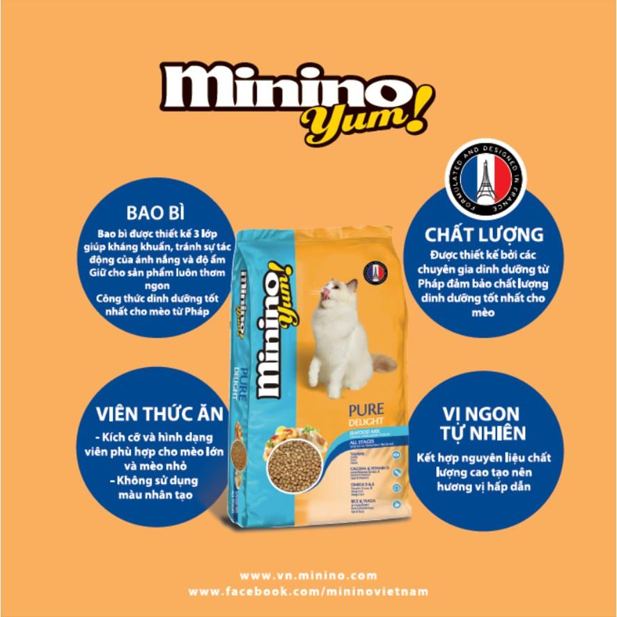 Thức ăn cho mèo Minino Yum - Thức ăn cho Mèo vị Hải Sản thùng 9kg (6 túi x 1,5 kg)