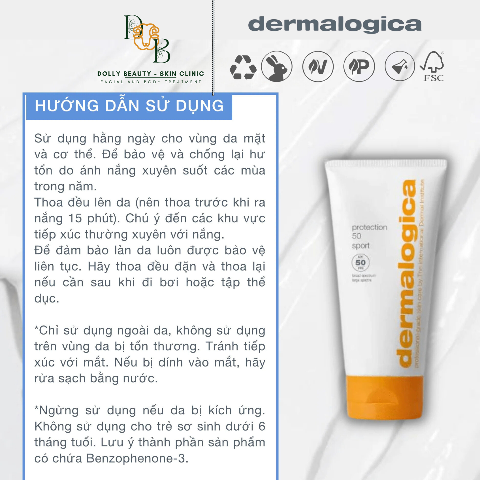 Kem chống nắng quang phổ rộng cho mặt và toàn thân PROTECTION 50 SPORT SPF50 của Dermalogica - Dolly Beauty