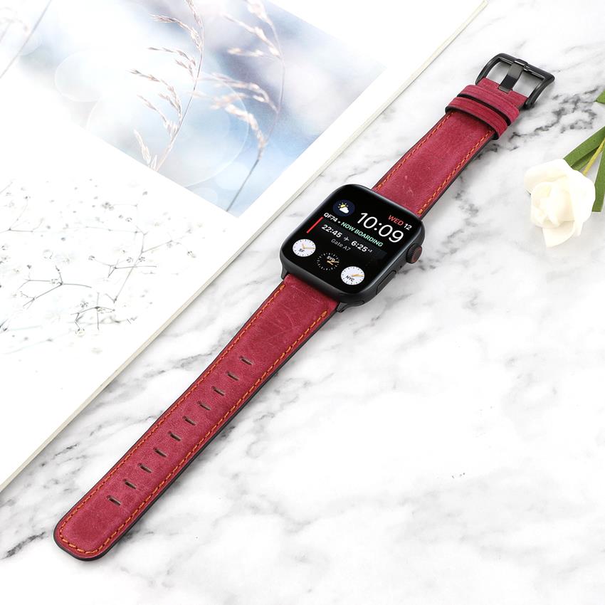 Dành cho iWatch 38/40 / 41mm 42/44/45 / 49mm iWatch Series 1 2 3 4 5 6 7 8 SE ULTRA  Dây da thật cổ điển