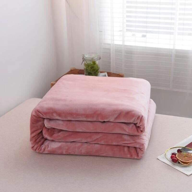 Chăn nhung lông thỏ Blanket 2 mặt loại dày, nhiều màu phù hợp cho các thành viên trong gia đình, kích cỡ 2x2,3m - Mền ngủ mùa thu đông mềm mại giữ ấm tốt