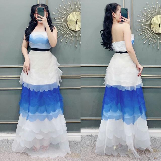 Đầm Maxi cúp voan màu xếp tầng SIÊU XINH -MS32V- Size M/L đến 58kgMM MM