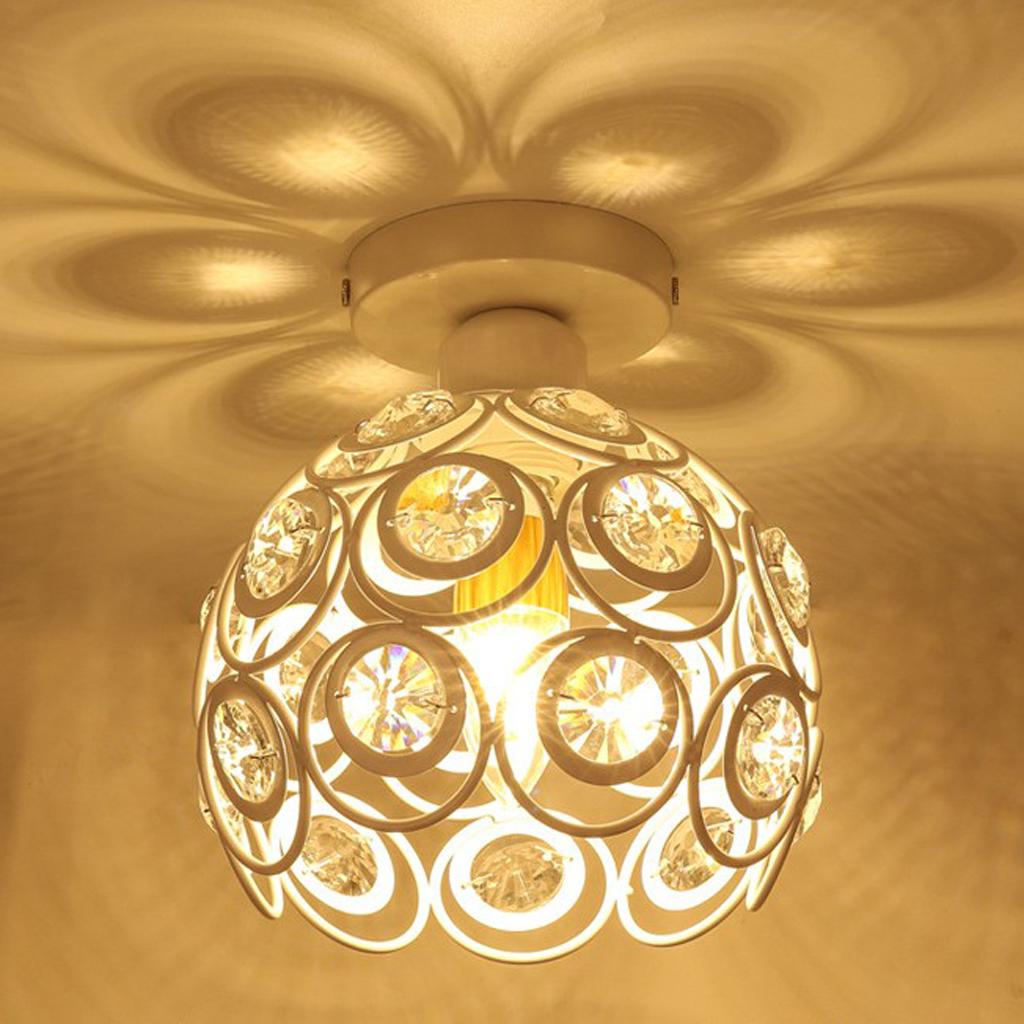 Elegant Iron Crystal Ceiling Light Cover Chandelier Pendant Lampshade 3 Colors