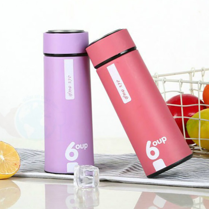Bình Đựng Nước Giữ Nhiệt Lõi Thủy Tinh Chống Nóng 6 Oup Siêu Bền Đẹp 450ml -Tím