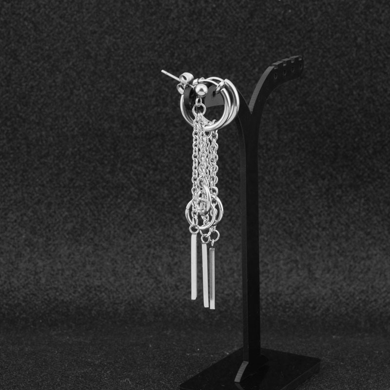 Bông tai unisex sợi mắt xích thanh nhỏ & vòng tròn