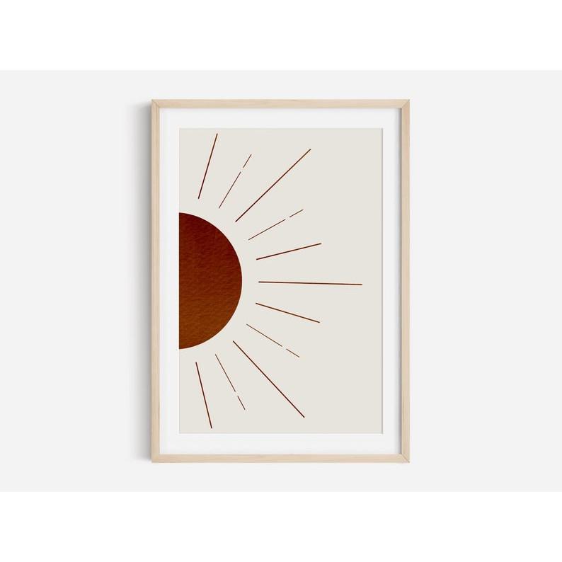 Tranh treo tường | Tranh nghệ thuật trừu tượng - Boho Abstract sun printable wall art, minimalist, nursery décor