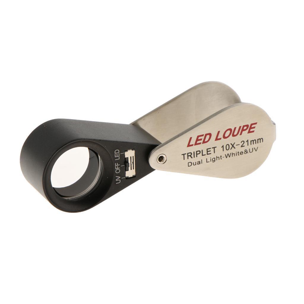 Glass Lens Jewelry  LED Light Magnification  Black 10X