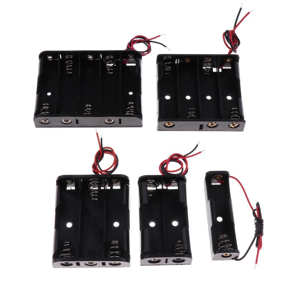 5Piece AA Battery Holder Storage Cases Protective Black