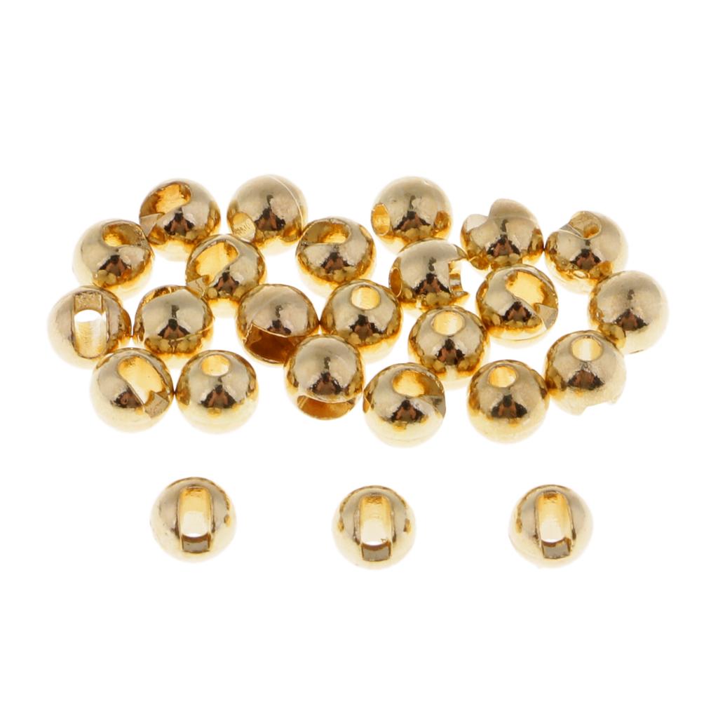 25pcs Slotted Tungsten Fly Tying Beads Fast Sinking Nymph Eyes Gold