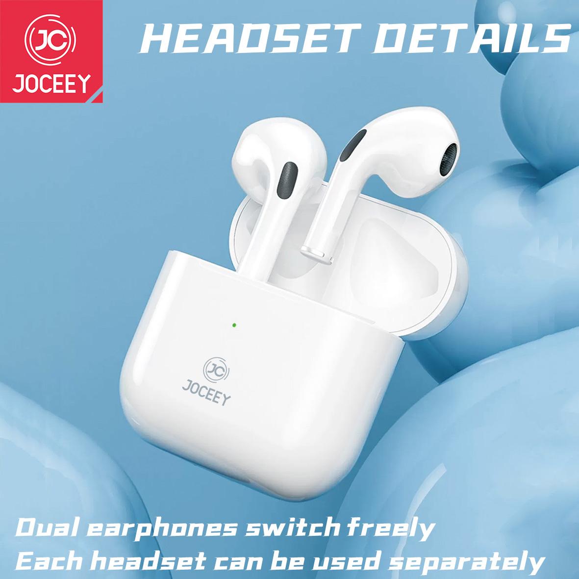 Tai nghe Bluetooth JOCEEY, Bluetooth không dây có micrô tích hợp Tai nghe không dây cho cuộc gọi thoại/âm nhạc/giọng nói/trợ lý Màu sắc: Trắng