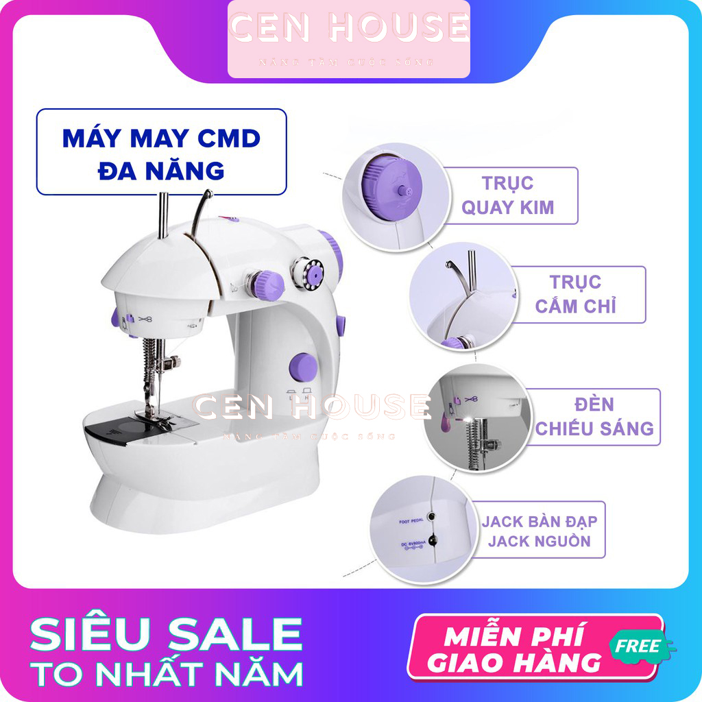 Máy may mini gia đình để bàn có đèn kéo tiện dụng