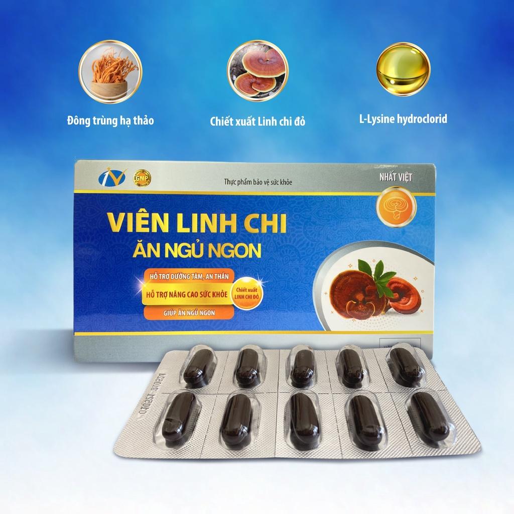 Viên linh chi xanh ăn ngủ ngon giúp ăn ngon, ngủ ngon, giảm căng thẳng stress - 60 viên