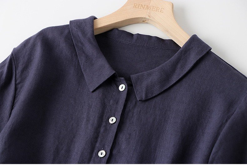 Đầm linen nữ suông trơn basic đơn giản phối cổ Đức nhiều màu cho các nàng lựa chọn da215
