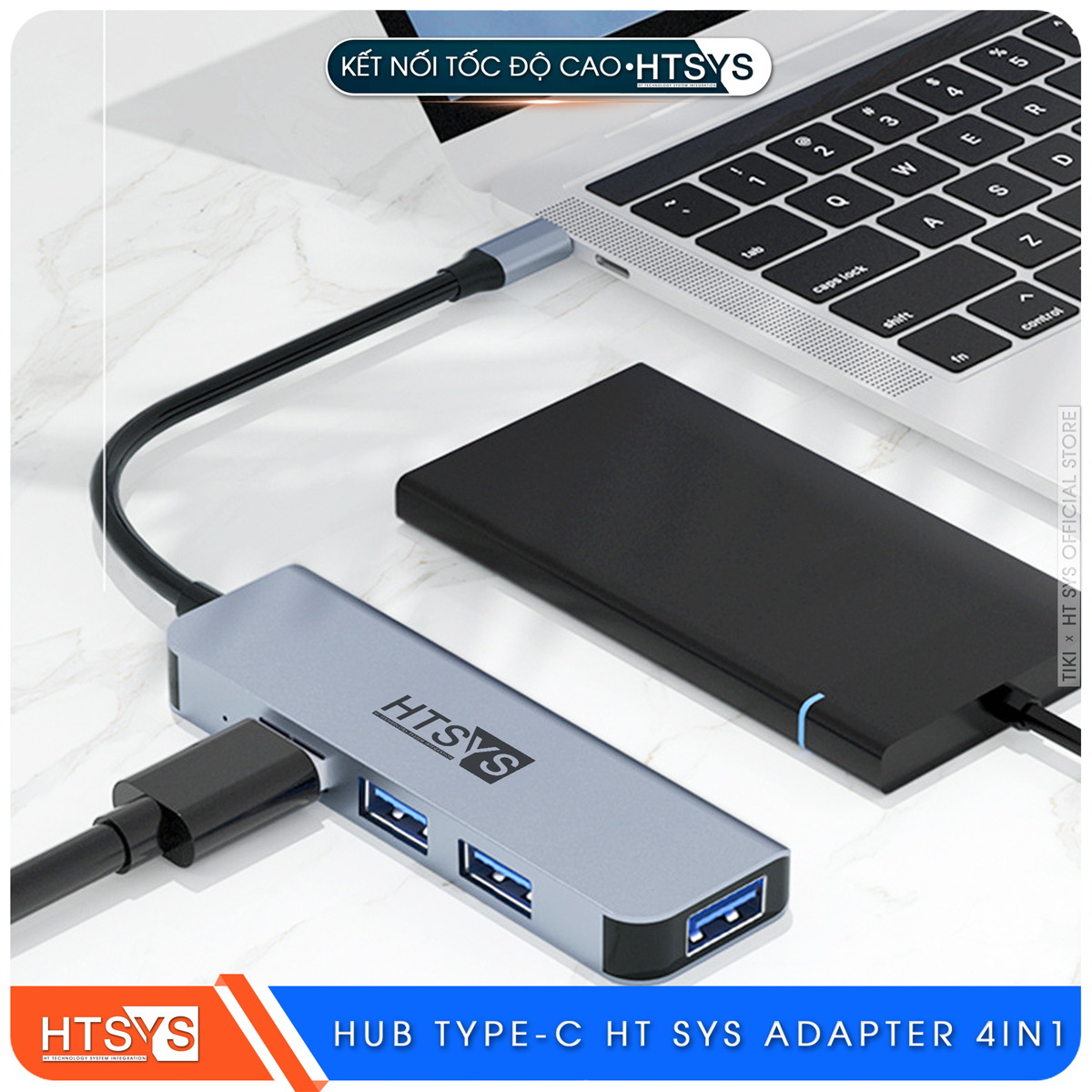 Hub Type C Và Hub USB 3.0 HT SYS 4 in 1 To USB 3.0 - Hàng Chính Hãng