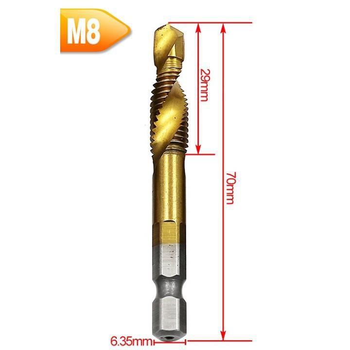 MŨI KHOAN & TARO 2 IN 1 - BỘ 6 CÂY M3-M10 - TN655