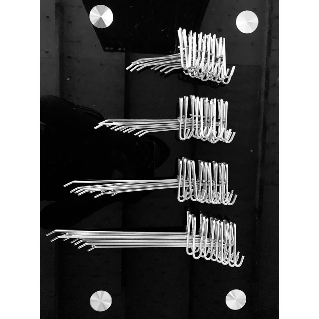 Bộ 10 móc inox cài lưới, tay cài lưới dùng cho tấm lưới treo đồ siêu thị, phụ kiện điện thoại, decor trang trí dài 20 cm