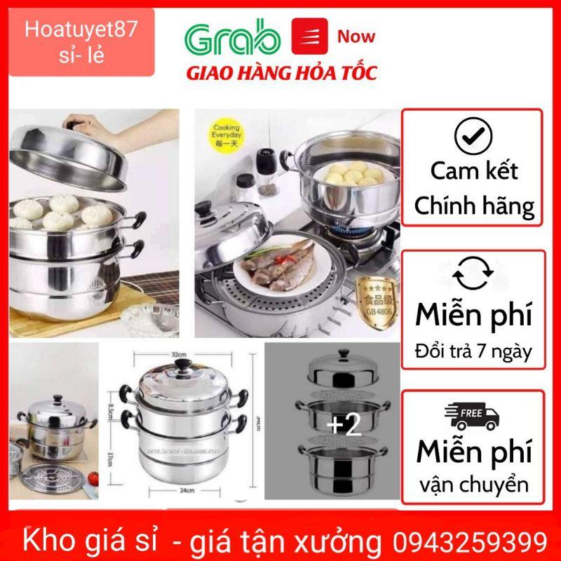 Nồi hấp 3 tầng inox 28cm dầy dặn